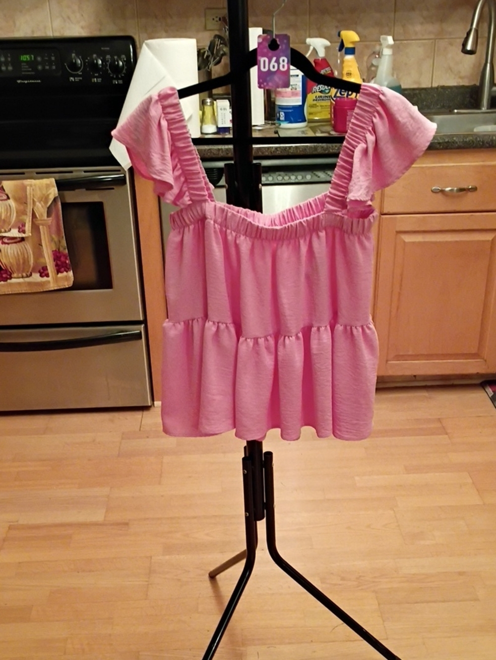 Altar'd State Pink Ruffle Tiered Peplum Tank
